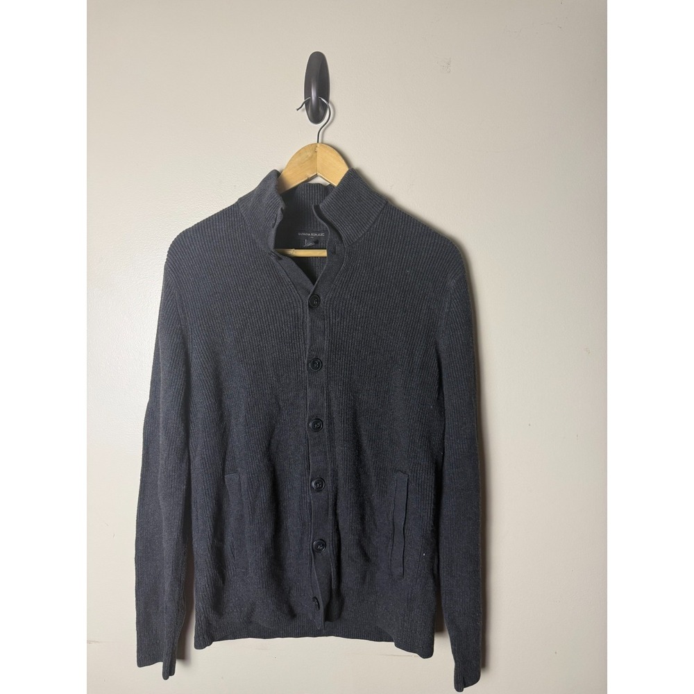 Banana Republic Sweater Cardigan Mens XL Gray Long Sleeve Button Up